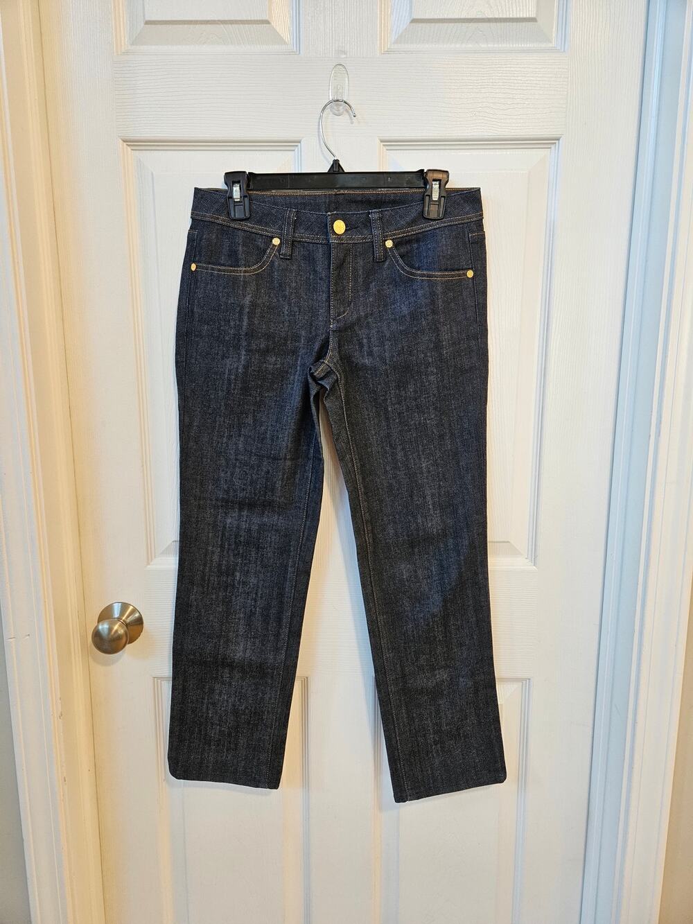 Tory Burch Dark Wash Straight Leg Stretch Jeans Women's Size 27 Inseam 26"